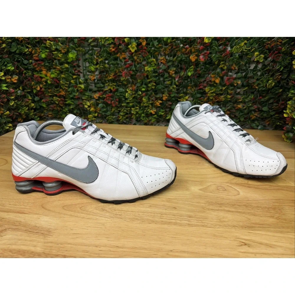 Nike Shox‎ Junior Running Shoes Sneakers White Gray Red 454340-107 Mens 9 2014